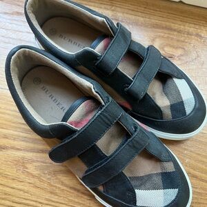 Burberry Kids Black and Beige Plaid Sneakers